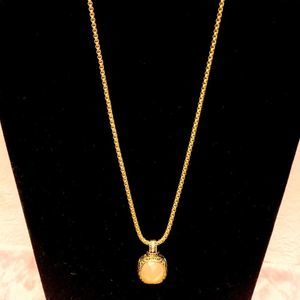 Goldstone and Peach Gem Necklace